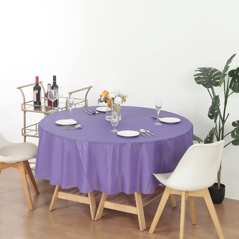 EVER SHINE Evershine (12-Pack Heavy Duty Plastic Table Covers Tablecloth (Reusable) (Round 84", Purple) - Image 4